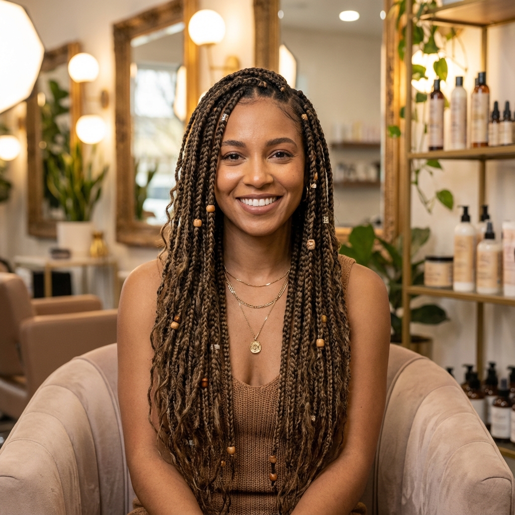 Bohemian braids style - protective styling Holly Springs NC